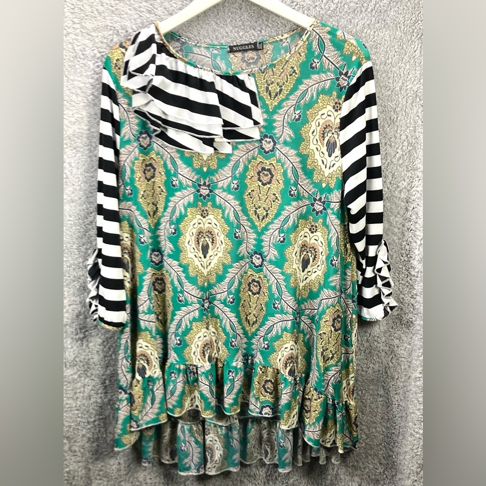 Elegant Paisley and Striped Blouse